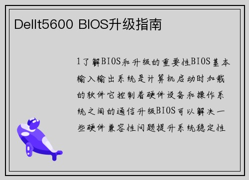 Dellt5600 BIOS升级指南